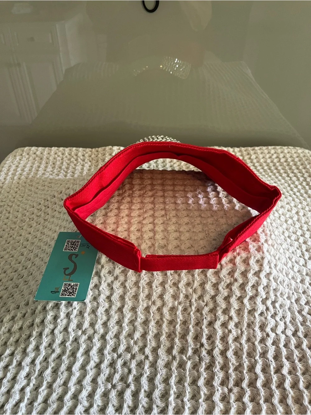 Snowbird Living Red women’s  Visor with Rhinestones and American Flag Accent 482